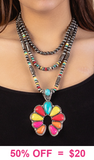 Silver 3 Strand necklace with Colorful squash pendant