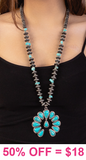 Silver & Turquoise Long necklace with Squash pendant