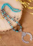 Turquoise necklace with silver squash pendant