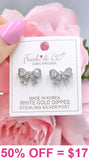 Silver Bling Bow small earrings
