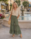 Olive Green Ruffle wide leg pants