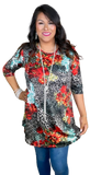 Grey Leopard Coral Floral Scoop Tunic