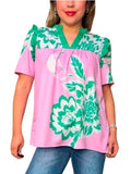 Pink & Green floral blouse