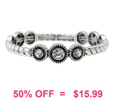 Silver twist stretch bracelet with rhinestones