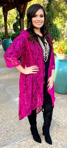 REG SIZE: Magenta lace duster