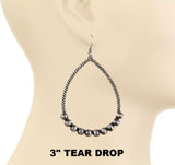 Copper Navajo pearl beaded teardrop outline earrings