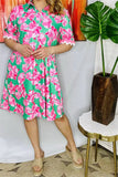 Green & Pink floral dress