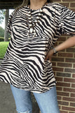 3X : Zebra Top bubble sleeve