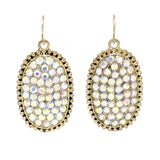 BLING BLING  Rhinestone Medium Oval Earrings with Gold Tone Border