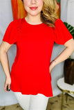 Red top with Georgette sleeves