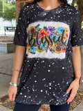 Black Bleached BLESSED Floral Graphic Tee