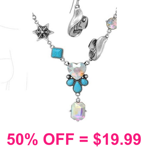 Western Bling Necklace w/ Matching Cowbow earrings
