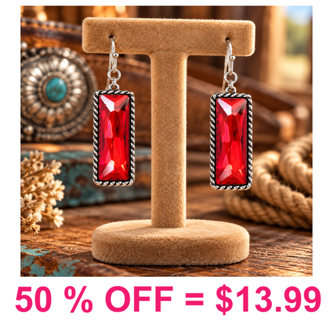 Western Bar Glass Stone Dangle Earring