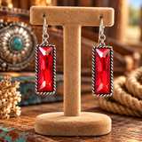 Western Bar Glass Stone Dangle Earring
