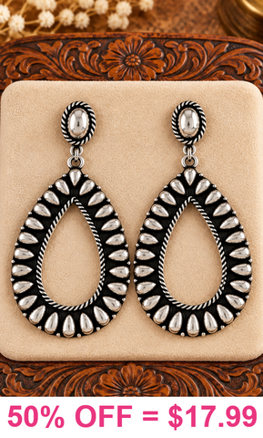 Silver studded teardrop earrings with stud post