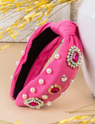 Pink Bling Gemstone concho headband