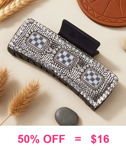 Bling hair clip with checkered designs