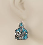 Western Flower Cutout Ear Tag Dangle Earrings