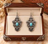 Silver cactus earrings with turquoise stone