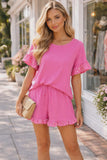 NEW! Pink Top & Short set with pearl detail
