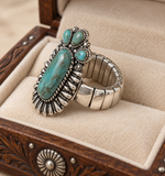 Turquoise rectangle stone stretch ring