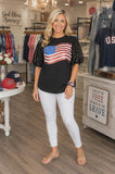 USA Sequin flag black top