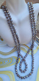 Taupe crystal 60" layering long necklace
