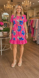 Pink and Blue Floral Dress
