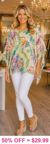 Tropical bird poncho top