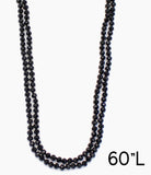 *Black Crystal Long 60” Layering Necklace