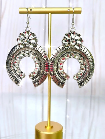 SILVER SQUASH EARRINGS WITH BLING