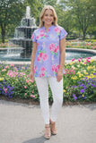 Lavender Top with Pink floral print