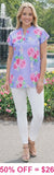 Lavender Top with Pink floral print