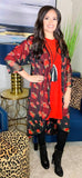 PLUS SIZE : Red Rose and Black Sheer Duster