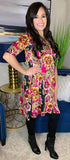 Magenta Floral flutter tunic