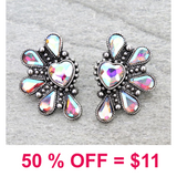 Western Heart Half Concho Stud Earrings