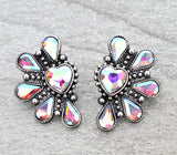 Western Heart Half Concho Stud Earrings