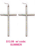 Brown Copper & Bling Thin Cross Earrings