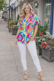 Colorful print short sleeve top