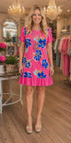 Pink and Blue Floral Dress