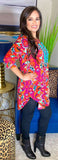 S/M : Pink, Purple, Orange, Turquoise Design Scoop Tunic