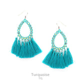Turquoise Mini Gala Bling Teardrop Earrings with Tassels