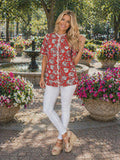 S, M, 3X : Red & White floral top