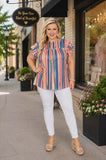 Striped Top With Cap Sleeves