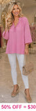 Pink ruffle v-neck top