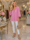 Pink ruffle v-neck top