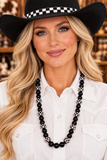 Black, Checkered beaded stretchy necklace