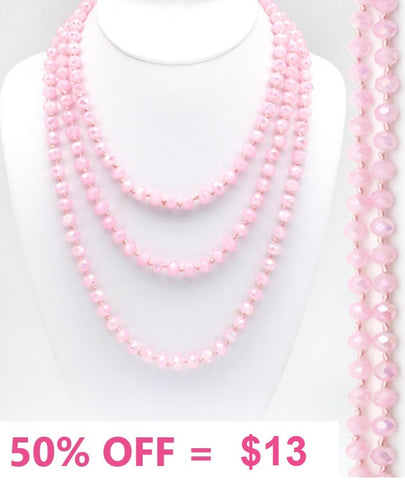 Light Pink Crystal 60" Layering Necklace