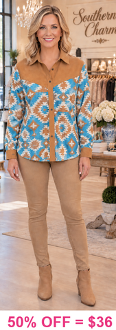 Tribal button up long sleeve top