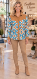 Tribal button up long sleeve top